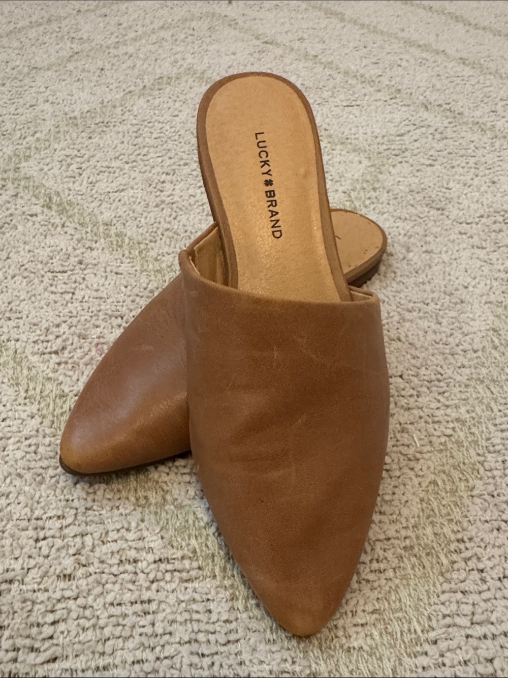 Lucky Brand Leather Mule Slides Tan Size 6.5